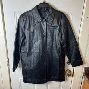 Jacqueline Ferrar Genuine Leather Button Coat Jacket Womens Size PL